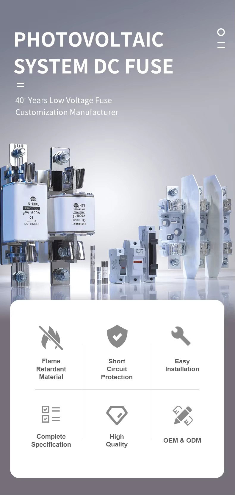 1500V DC 25A 10X85mm Solar PV Fuse Link